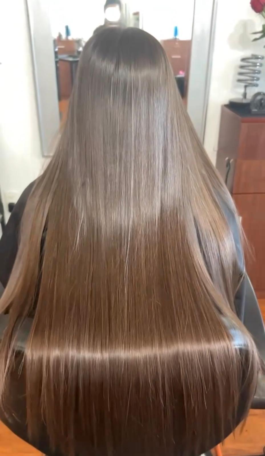 Dominican Blowout — long silky straight brown hair